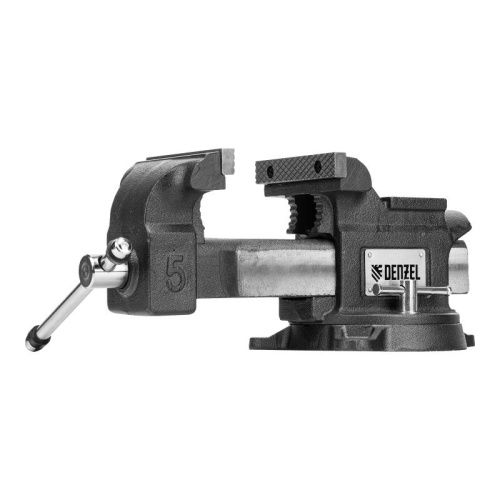 Тиски слесарные BVH-125, 125 мм, поворотные, стальная направляющая, с наковальней //Denzel-Tehinstrument