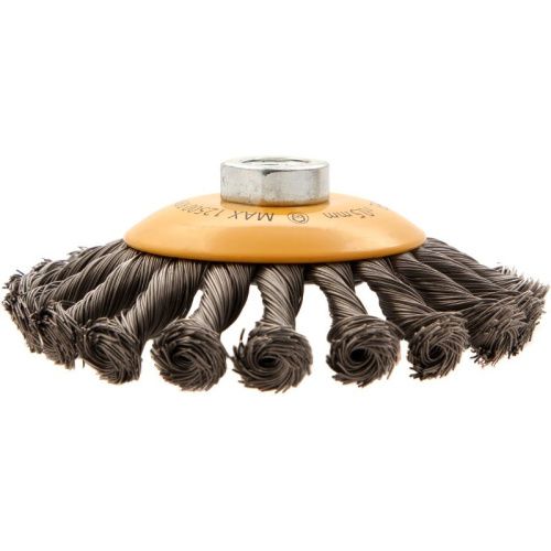 Щетка для УШМ, 125 мм, "Тарелка", крученая нержавеющая проволока 0.5 мм, М14 Denzel-Tehinstrument