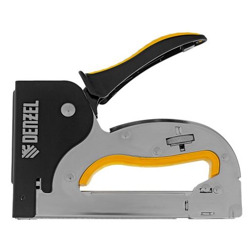 Степлер металл., скобы в комплекте, плавная регулировка удара, 2К рукоятка, тип 53, 4-14 мм Denzel-Tehinstrument