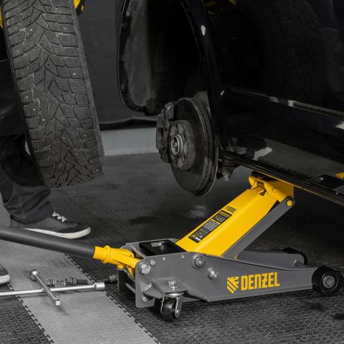 Домкрат гидравлический подкатной, 3 т, 125-470 мм, быстрый подъем, проф. Denzel-Tehinstrument