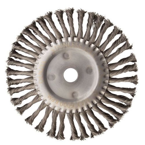 Щетка для УШМ, 200 мм, "Плоская", крученая нержавеющая проволока 0.5 мм, посадка 22.2 мм Denzel-Tehinstrument