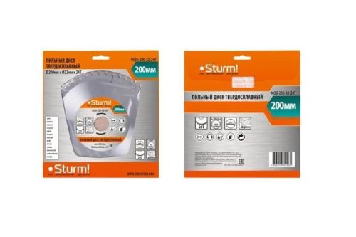 Пильный диск, размер 200x32x24 зубовс ПЕРЕХОД. КОЛЬЦОМ НА 30мм  Sturm-Tehinstrument