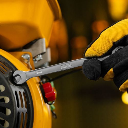 Ключ комбинированный трещоточный, 9 мм, CrV, матовый хром Denzel-Tehinstrument