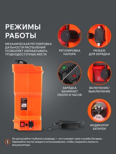 Опрыскиватель ранцевый аккумуляторный Patriot PT-12 AC-Tehinstrument