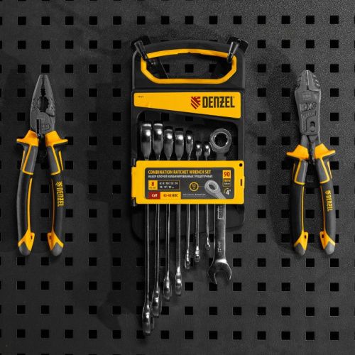 Набор ключей комбинированных трещоточных 6-19 мм, 8 шт., CrV, матовый хром Denzel-Tehinstrument