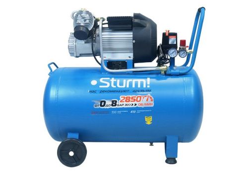 Компрессор воздушный масляный  Sturm AC932100, 2,4кВт, 410л/мин, ресивер 100л, прямой привод-Tehinstrument