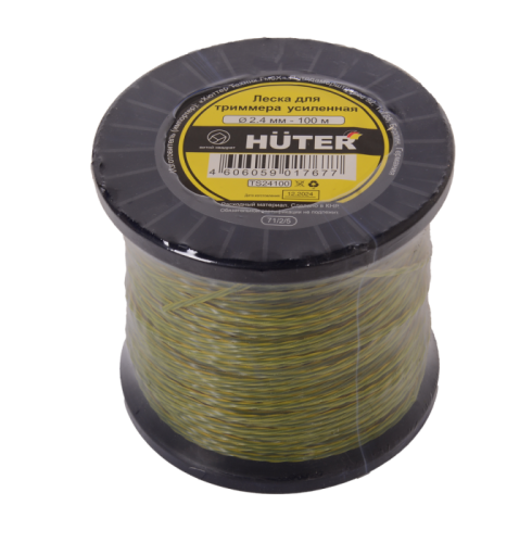 Леска HUTER TS24100 для триммера, 2.4 мм, витой квадрат-Tehinstrument