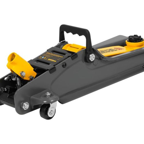 Домкрат гидравлический подкатной с фиксатором, 2,5 т,  85-385 мм, в пласт. кейсе Denzel-Tehinstrument