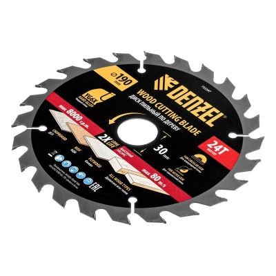 Пильный диск по дереву ф190 х 30 мм, 24 зубьев Denzel-Tehinstrument