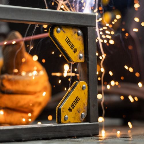 Набор из 2 магнитных сварочных фиксаторов и магнитной клеммы "масса" Denzel-Tehinstrument