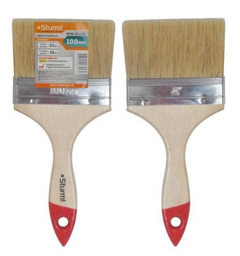 Кисть плоская "Standart" 4" (100 мм), натуральная щетина  Sturm-Tehinstrument