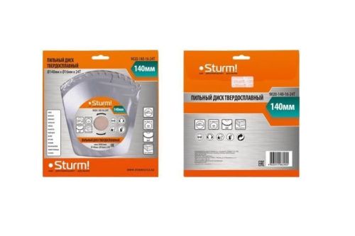Пильный диск, размер 140х16x24 зубьев, твердосплавные напайки  Sturm-Tehinstrument