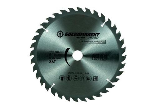 Пильный диск по дереву 185x20/16мм, 36 зубьев, БОЕКОМПЛЕКТ-Tehinstrument