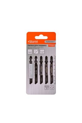 Пилки для лобзика по дереву T119B, 5 шт, 76х51мм, шаг зуба 2 мм, быстрый прямой рез, HCS,  Sturm-Tehinstrument