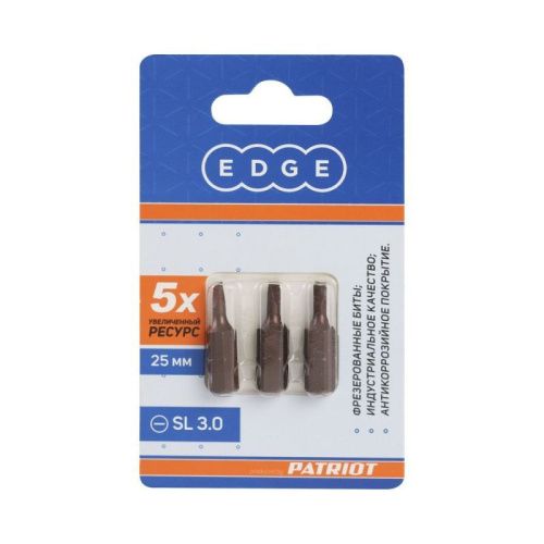Бита SL 3.0мм, сталь S2, длина 25 мм, 3 шт., Patriot-Tehinstrument