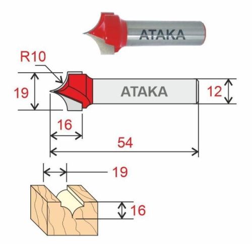 Фреза Атака пазовая фасонная D19/ф12/H16-Tehinstrument