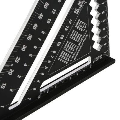 Угольник 175мм, алюминиевый сплав, чёрный анодированный корпус, белая шкала, hanskonner-Tehinstrument