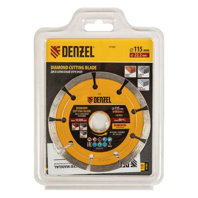 Диск алмазный, отрезной сегментный, 115 х 22.2 мм, сухая резка Denzel-Tehinstrument