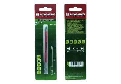 Биты PH2x110мм, сталь S2, 1шт, БОЕКОМПЛЕКТ-Tehinstrument