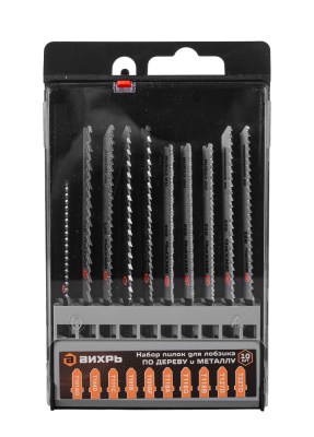 Набор пилок для лобзика по дереву и металлу 10шт Вихрь-Tehinstrument