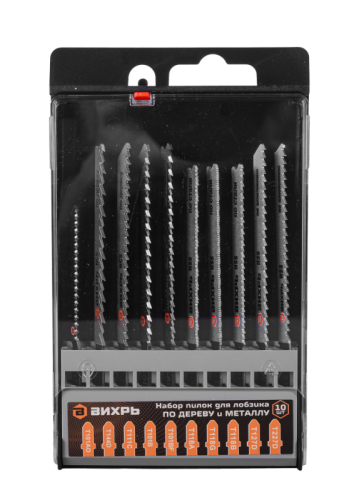 Набор пилок для лобзика по дереву и металлу 10шт Вихрь-Tehinstrument