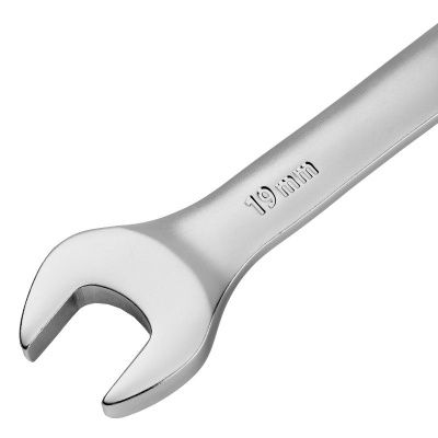 Ключ комбинированный трещоточный, 19 мм, CrV, матовый хром Denzel-Tehinstrument