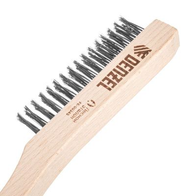 Щетка зачистная 3-х рядная, прямая проволока из нержавеющей стали с деревянной ручкой, EFP// Denzel-Tehinstrument