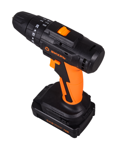 Дрель-шуруповерт Вихрь ДА-18Л-2КУ/Б (2,0 А/ч) (бесщеточный двигатель)-Tehinstrument