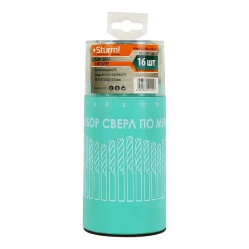Набор сверл ПО МЕТАЛЛУ 3-13мм, В "СТАКАНЕ" 16 шт.  Sturm-Tehinstrument