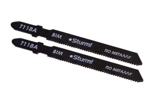 Пилки для лобзика по металлу T118A, 2 шт, 76х51мм, шаг зуба 1,2мм, прямолинейный чистый рез, BIM,  Sturm-Tehinstrument