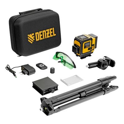 Лазерный уровень мультипризменный DLV-360-3T, 30 м, зеленый луч, Li-Ion 2,4 Aч, штатив // Denzel-Tehinstrument