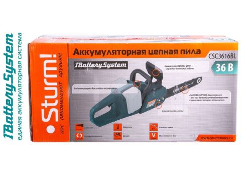 Аккумуляторная цепная пила  Sturm CSC3616BL 1BatterySystem-Tehinstrument