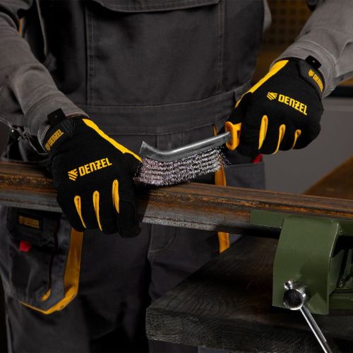 Щетка металлическая с пластмассовой ручкой, нержавеющая проволока DENZEL-Tehinstrument