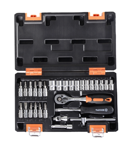 Набор инструментов, 1/4" , CrV, пластиковый кейс 29 предм Вихрь-Tehinstrument