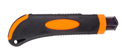 Нож с выдвижным лезвием 18 мм, двухкомпонентный корпус, металлическая направляющая, автоматический фиксатор, Вихрь-Tehinstrument