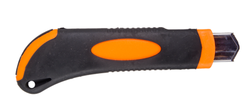 Нож с выдвижным лезвием 18 мм, двухкомпонентный корпус, металлическая направляющая, автоматический фиксатор, Вихрь-Tehinstrument