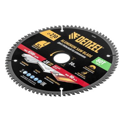 Пильный диск по алюминию ф210 х 30 мм, 80 зубьев Denzel-Tehinstrument