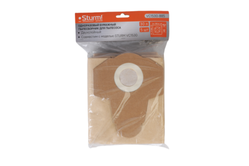 Бумажные мешки для пылесосов 30л  Sturm, 5шт/уп-Tehinstrument