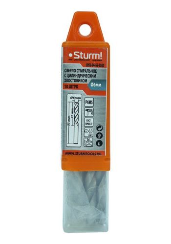 Сверло по металлу  Sturm 6,0х93 мм, сталь HSS, упаковка 10 шт-Tehinstrument