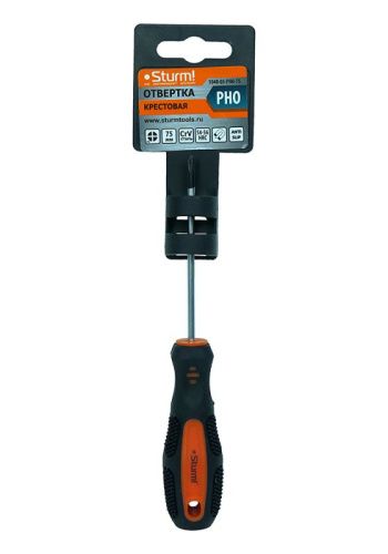 Отвертка крестовая PH0x75мм, CrV, магнитный наконечник  Sturm-Tehinstrument