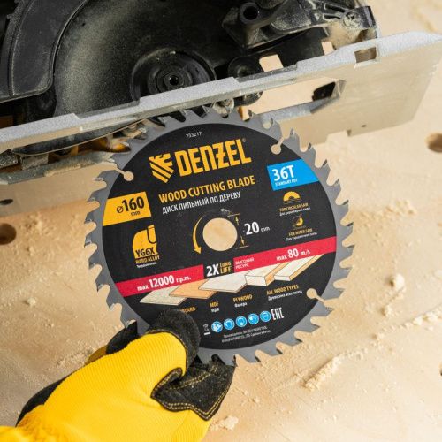 Пильный диск по дереву ф160 х 20 мм, 36 зубьев Denzel-Tehinstrument