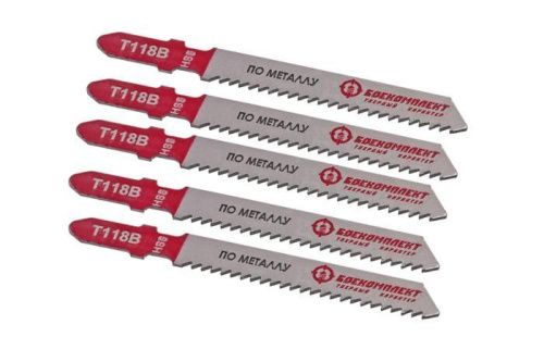 Пилки для лобзика по металлу T118B, 5 шт,  76х50мм, шаг зуба 2мм, тонкий прямой рез, HSS, БОЕКОМПЛЕКТ-Tehinstrument