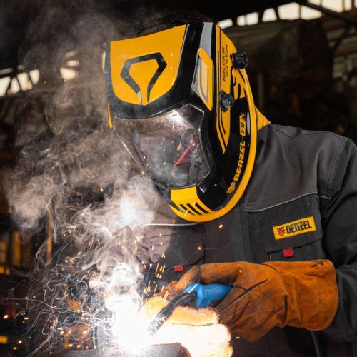 Щиток защитный лицевой (маска сварщика) F9, см. окно 100x60, Real Color, DIN 4-8/9-13// Denzel-Tehinstrument