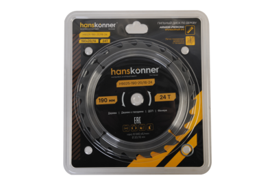 Пильный диск по дереву ArmorPiercing 190x20/16мм, 24 зуба, Hanskonner-Tehinstrument