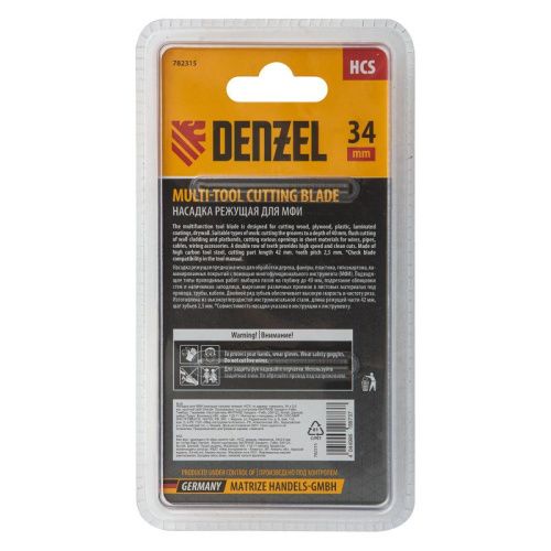 Насадка для МФИ режущая пазовая прямая, HCS, по дереву, ламинату 34 х 2.5 мм, крупный зуб Denzel-Tehinstrument