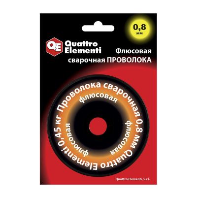 Проволока сварочная QUATTRO ELEMENTI флюсовая, 0,8 мм, масса 0,45 кг, блистер-Tehinstrument
