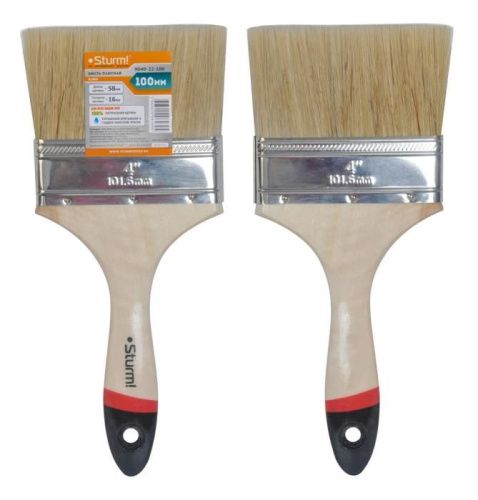 Кисть плоская "Euro" 4" (100 мм), натуральная щетина  Sturm-Tehinstrument