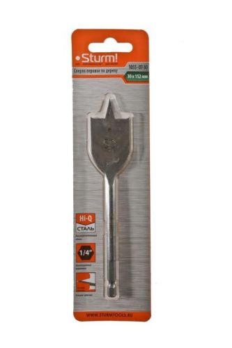 Сверло перовое по дереву, 30мм, шестигранный хвостовик,  Sturm-Tehinstrument