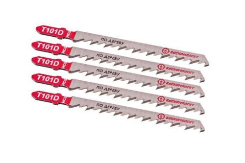 Пилки для лобзика по дереву T101D, 5 шт, 100х74мм, шаг зуба 4мм, чистый прямой рез, HCS, БОЕКОМПЛЕКТ-Tehinstrument