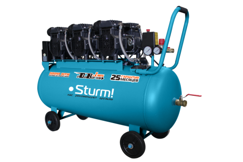 AC936100OLE Компрессор воздуш.безмасл.  Sturm 3х1500Вт,720л/мин, ресивер 100л, бесшумный-Tehinstrument